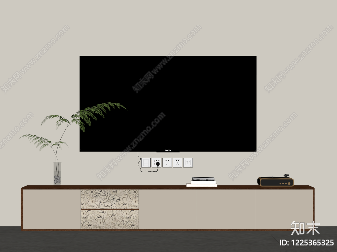 现代简约电视柜SU模型下载【ID:1225365325】