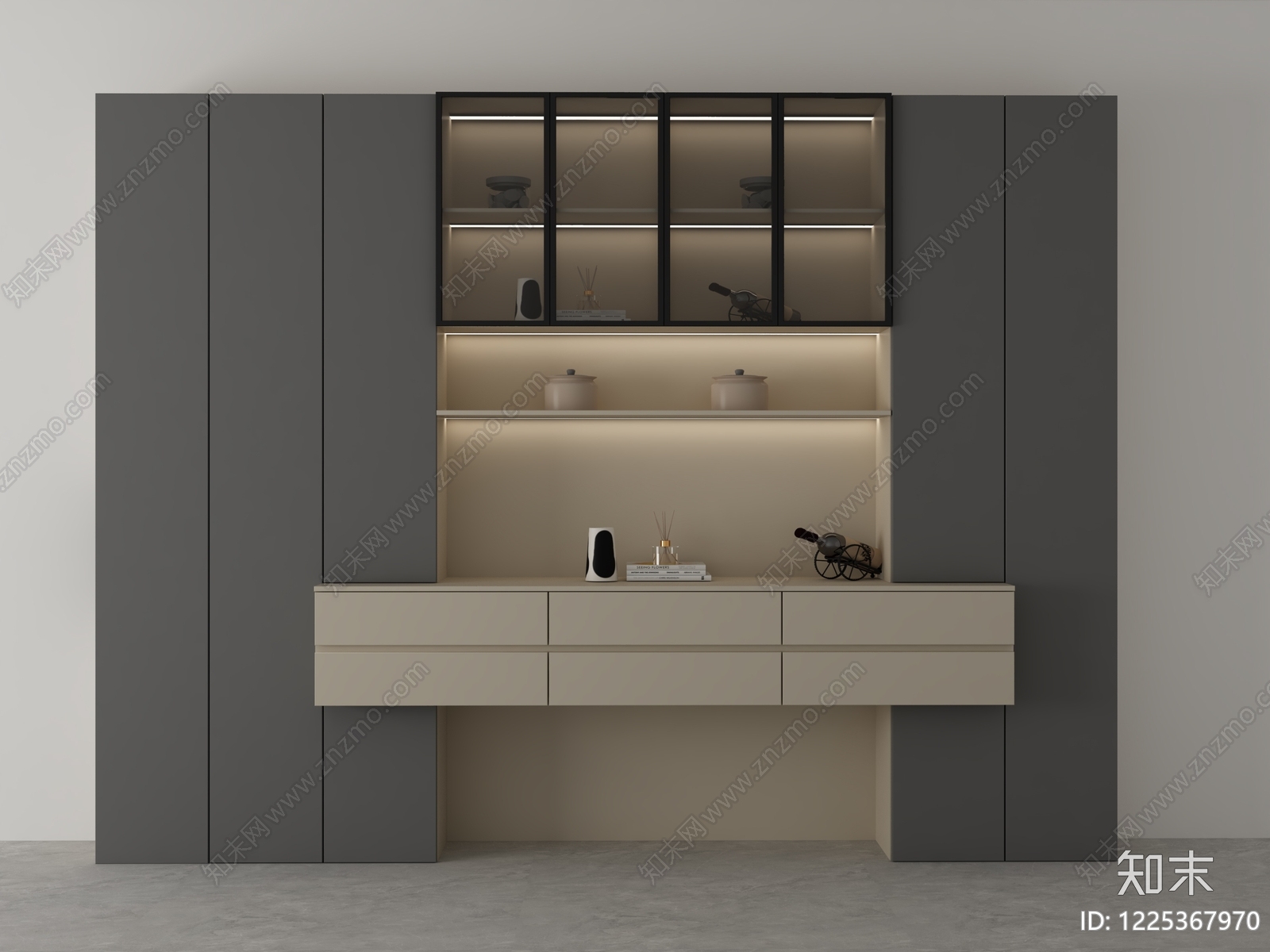意式极简餐边柜3D模型下载【ID:1225367970】