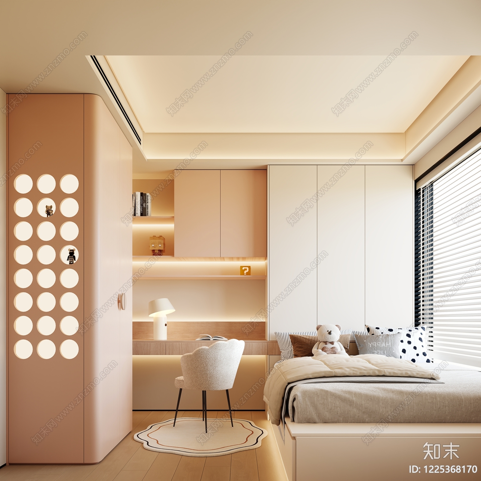 奶油风通用儿童房3D模型下载【ID:1225368170】