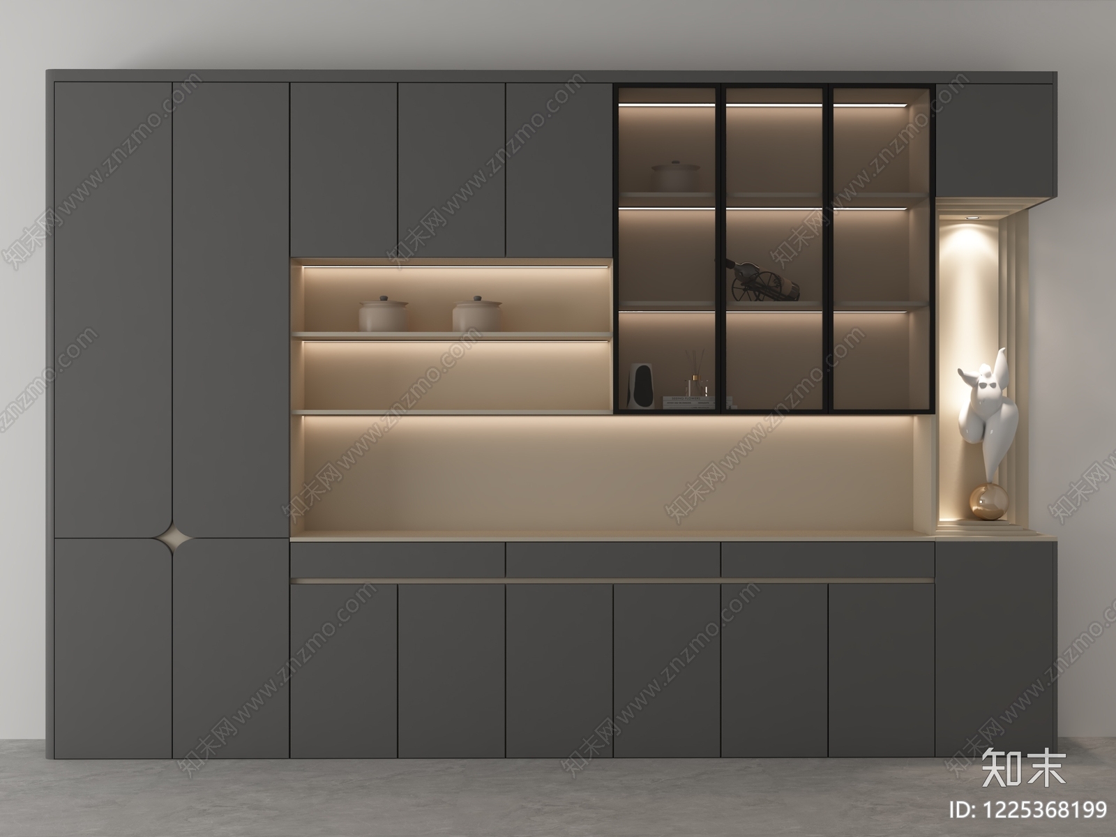 现代简约餐边柜3D模型下载【ID:1225368199】