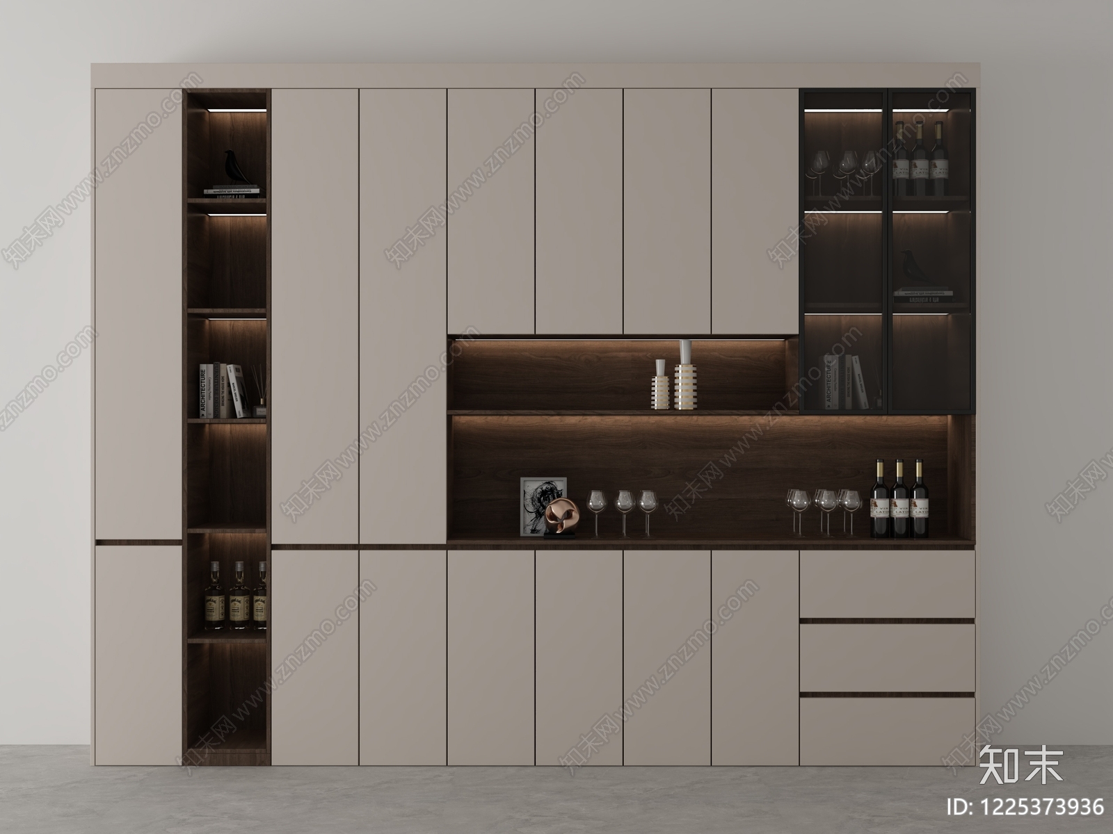 现代简约酒柜3D模型下载【ID:1225373936】