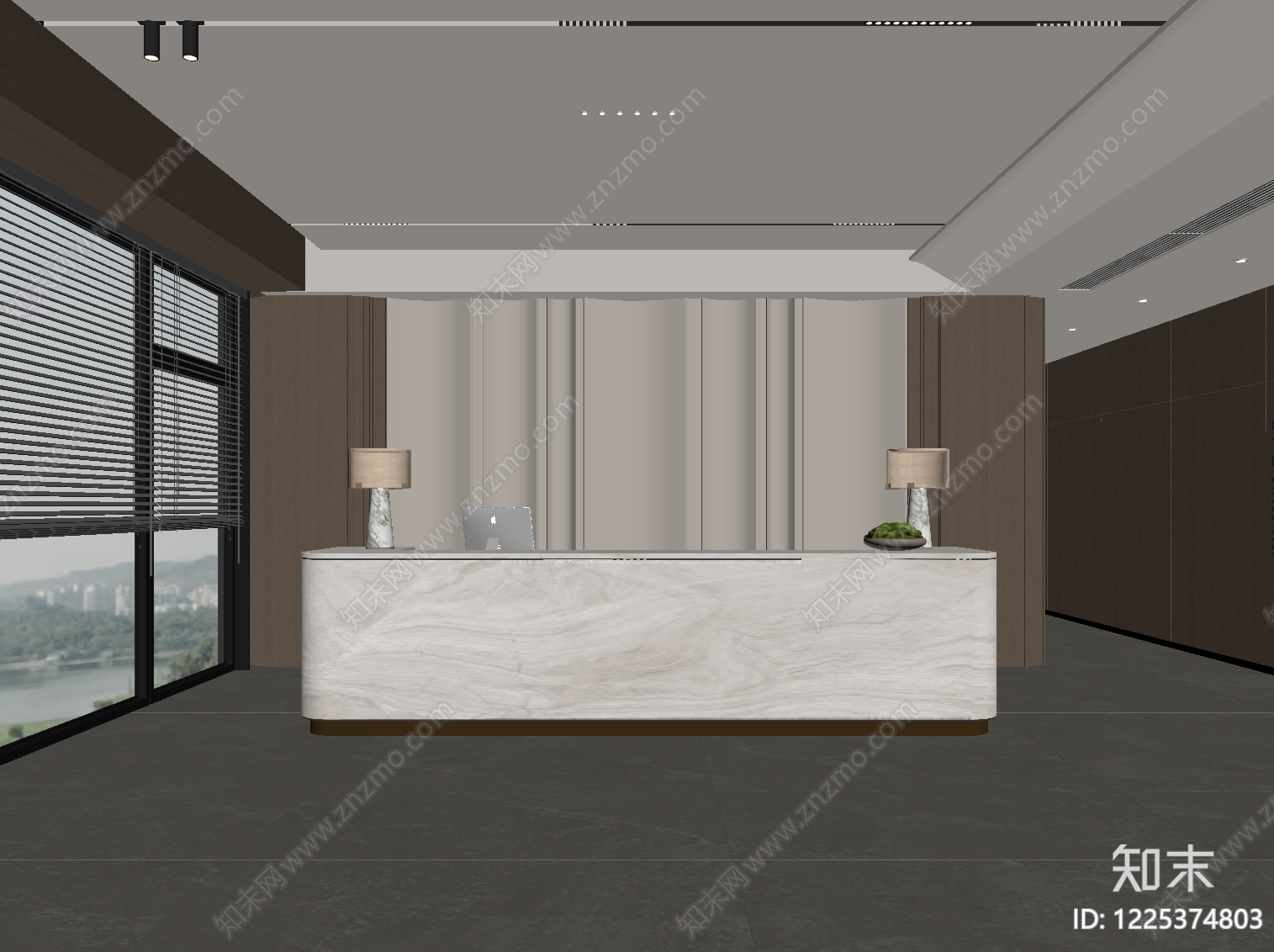 轻奢办公大堂SU模型下载【ID:1225374803】