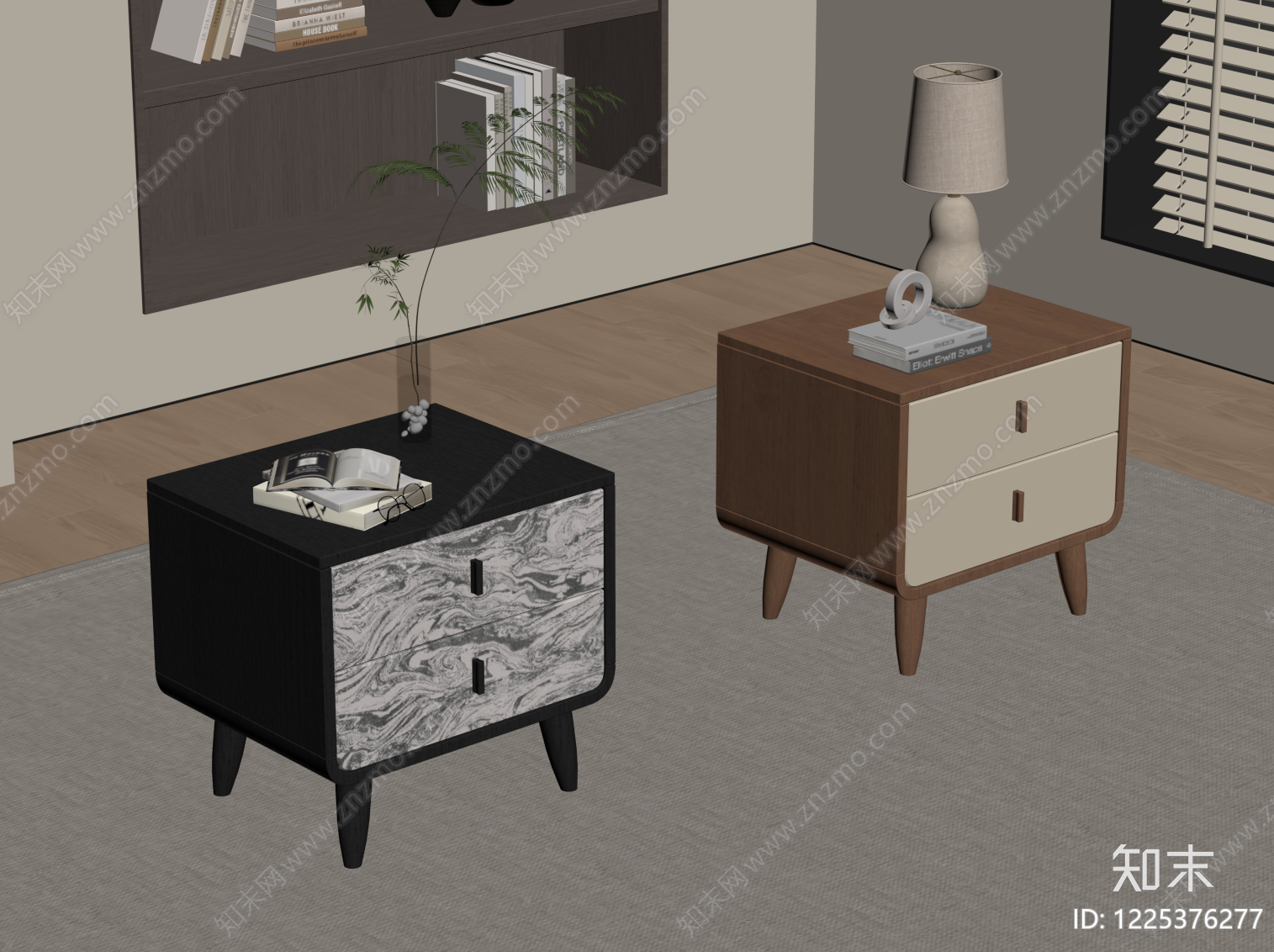 现代简约床头柜SU模型下载【ID:1225376277】