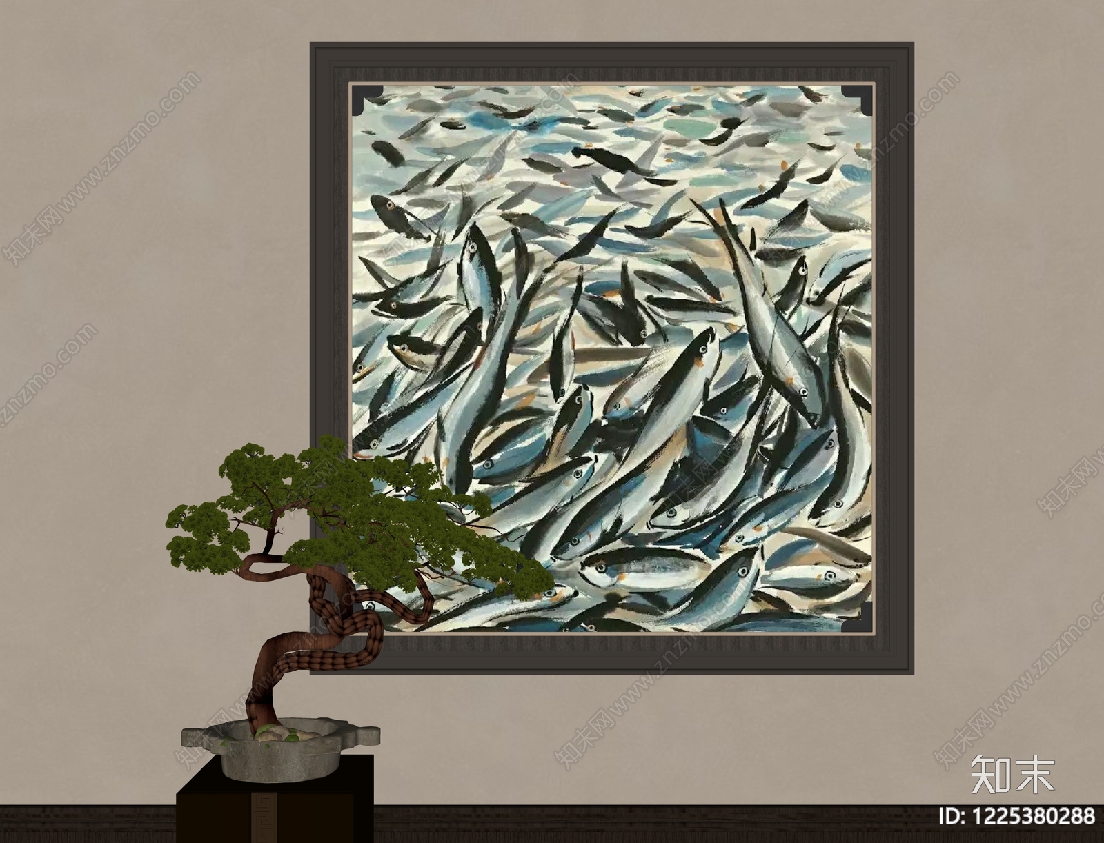 新中式抽象画SU模型下载【ID:1225380288】