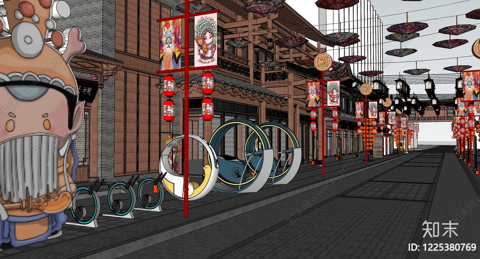 中式商业外摆SU模型下载【ID:1225380769】