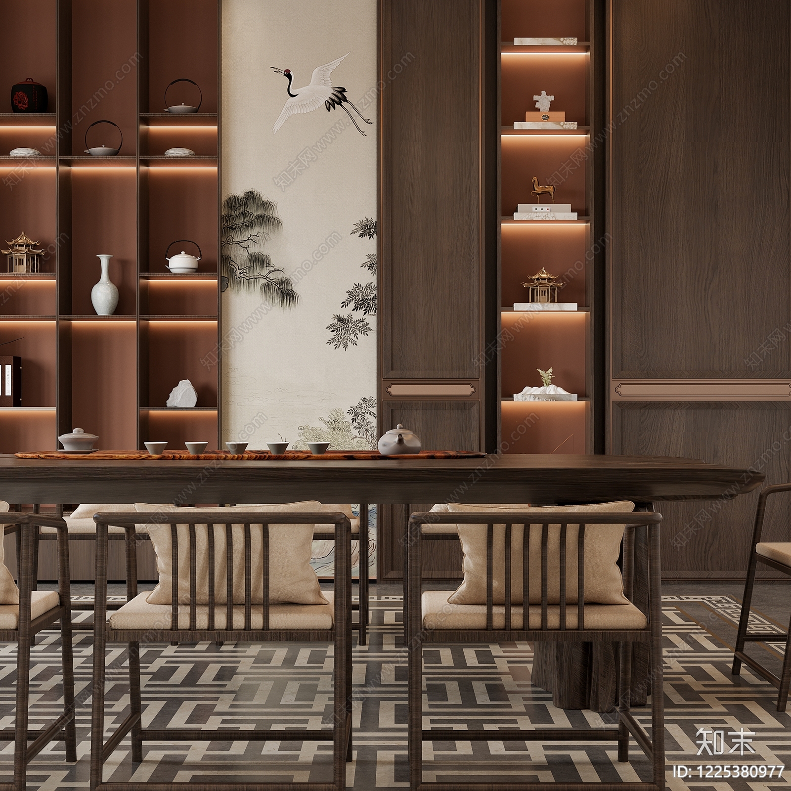 新中式茶馆3D模型下载【ID:1225380977】