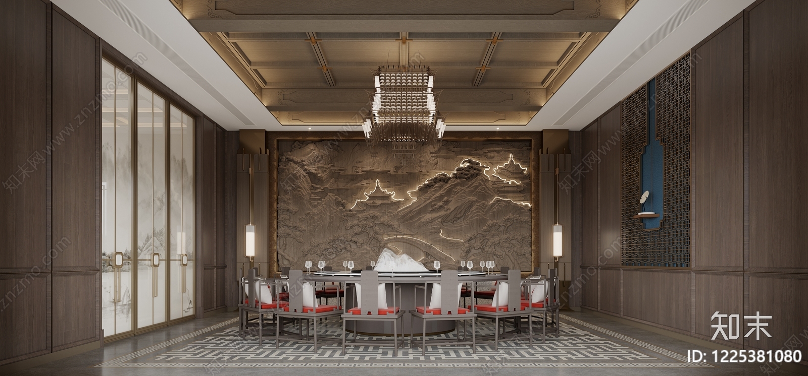 新中式包厢3D模型下载【ID:1225381080】