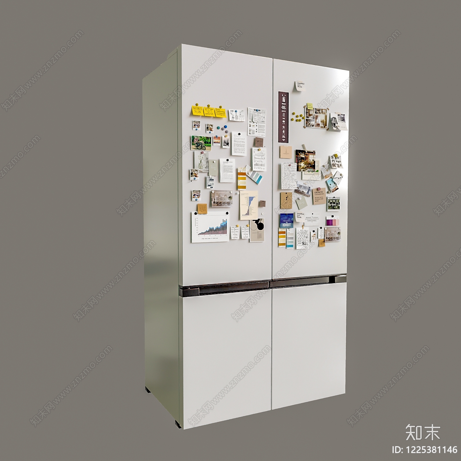 现代简约冰箱3D模型下载【ID:1225381146】