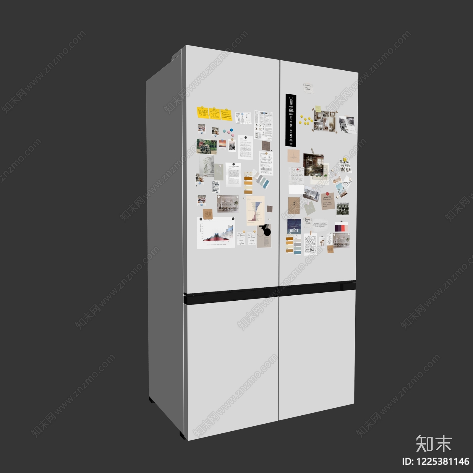 现代简约冰箱3D模型下载【ID:1225381146】