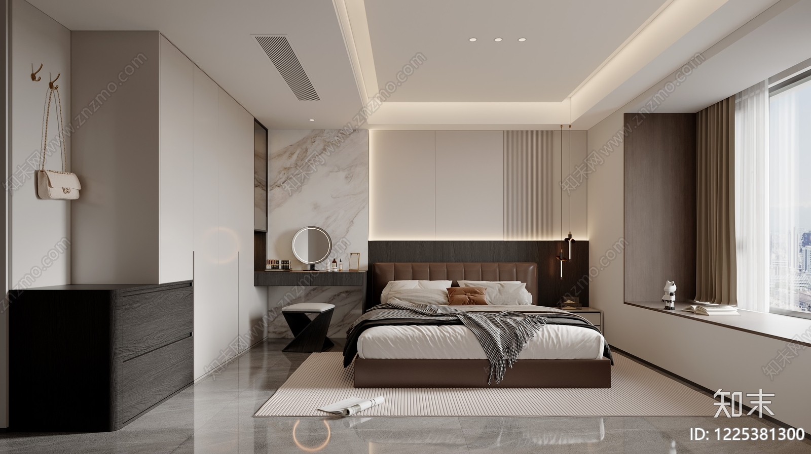 现代简约家居卧室3D模型下载【ID:1225381300】