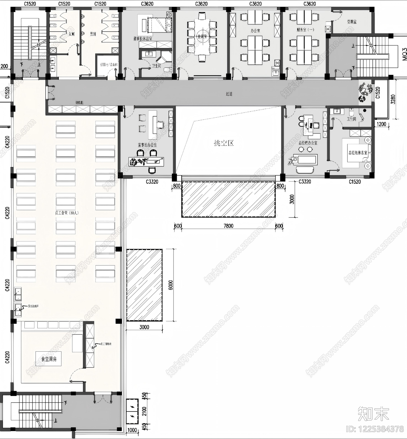 整体办公空间cad施工图下载【ID:1225384378】