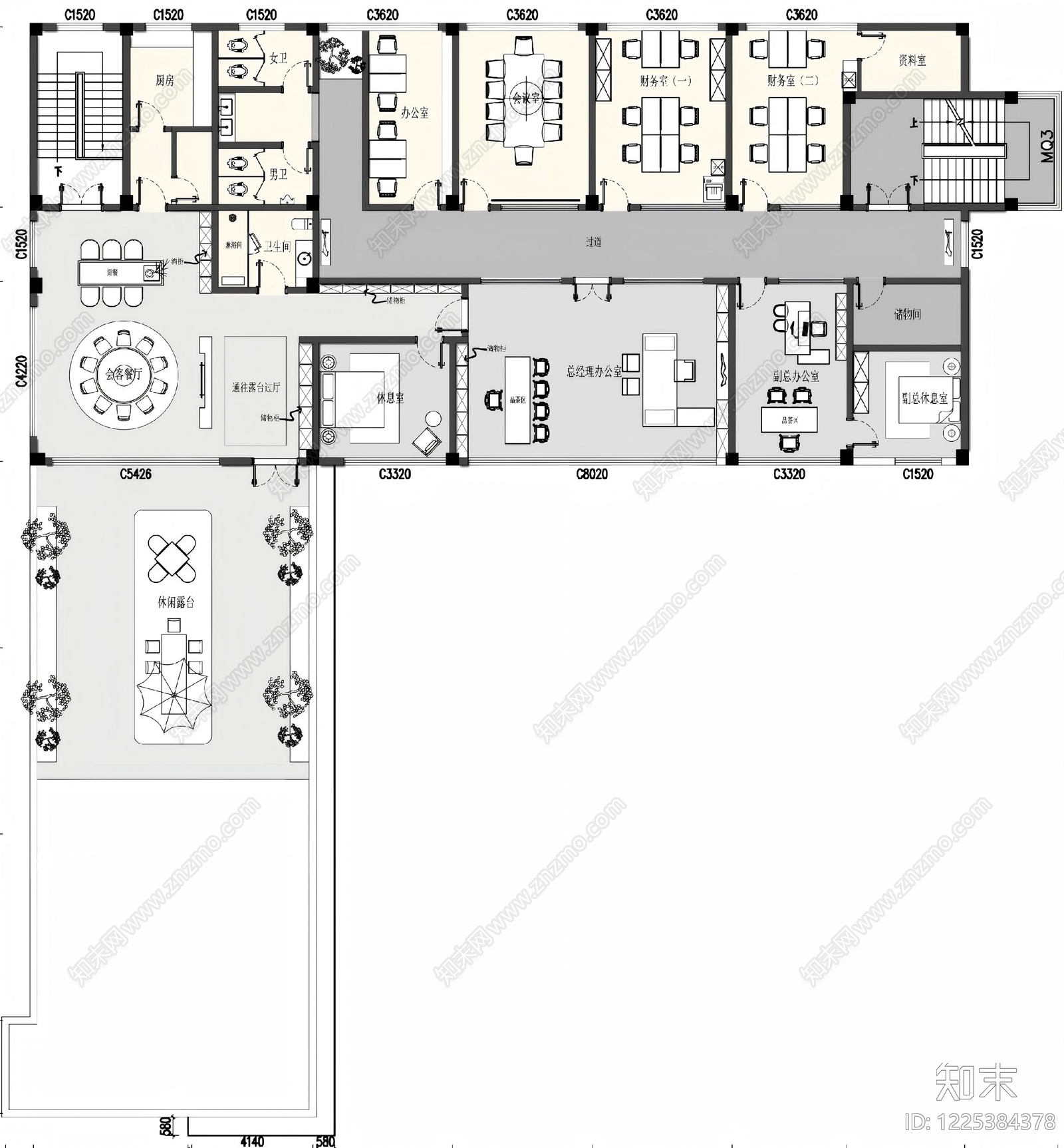 整体办公空间cad施工图下载【ID:1225384378】