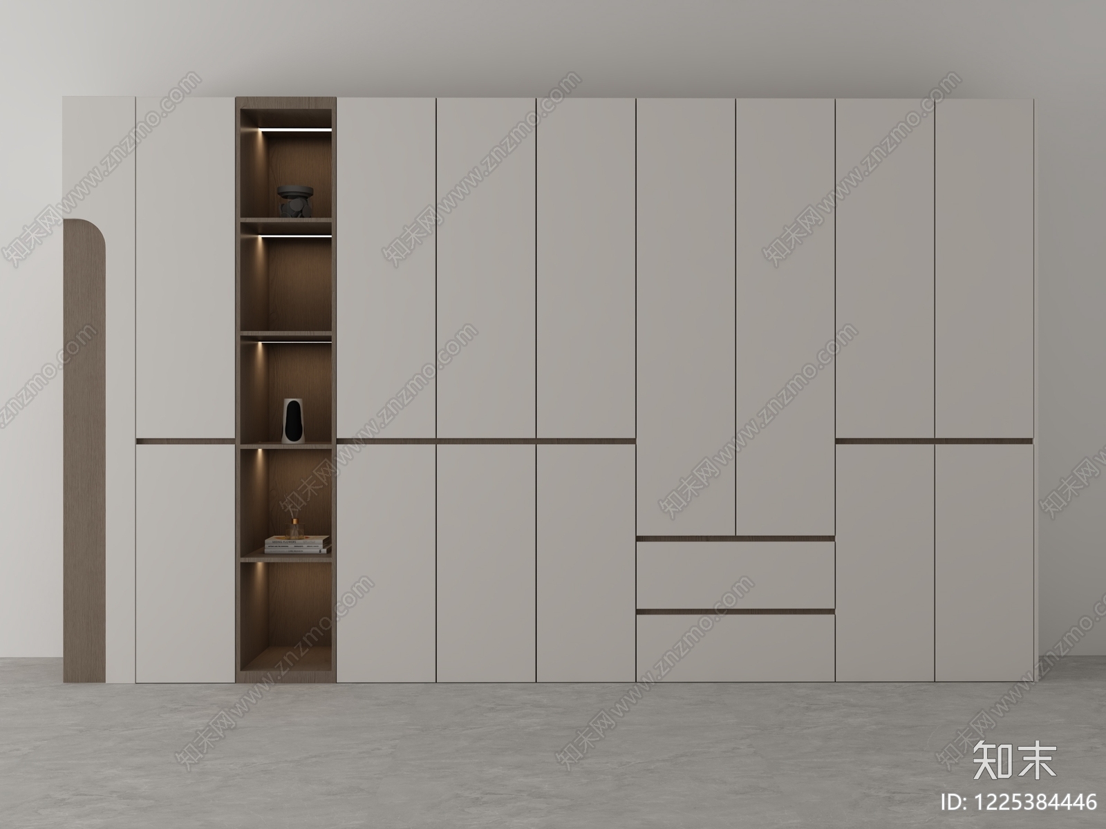 极简衣柜3D模型下载【ID:1225384446】