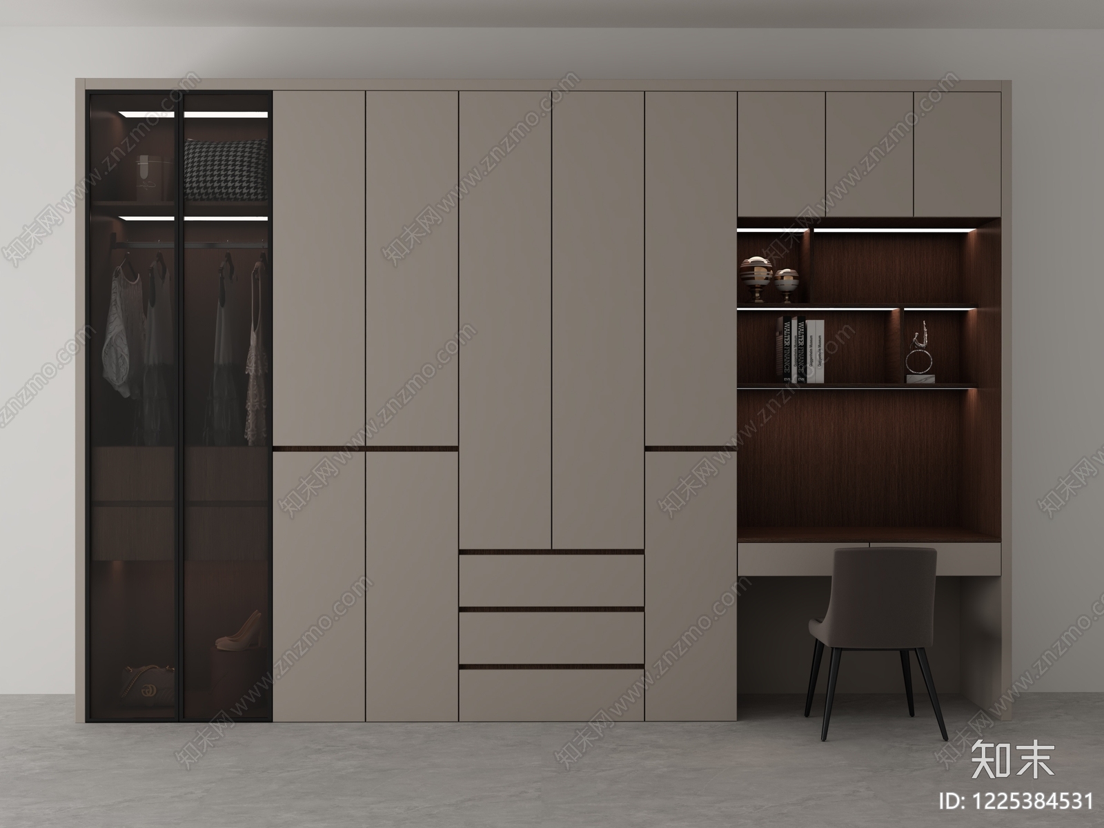 意式极简衣柜3D模型下载【ID:1225384531】