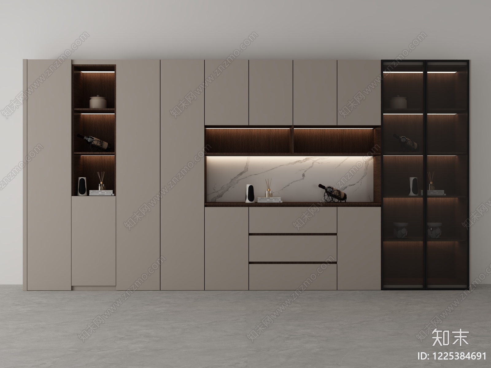 意式极简餐边柜3D模型下载【ID:1225384691】
