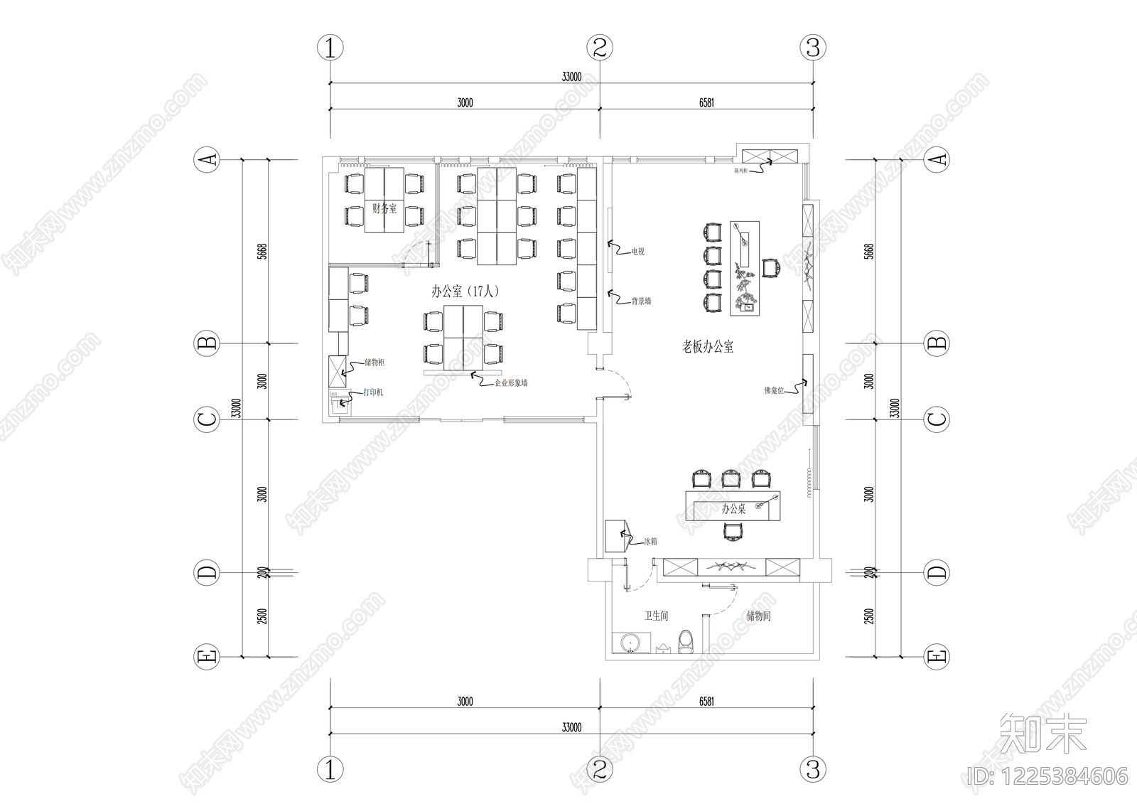 整体办公空间cad施工图下载【ID:1225384606】