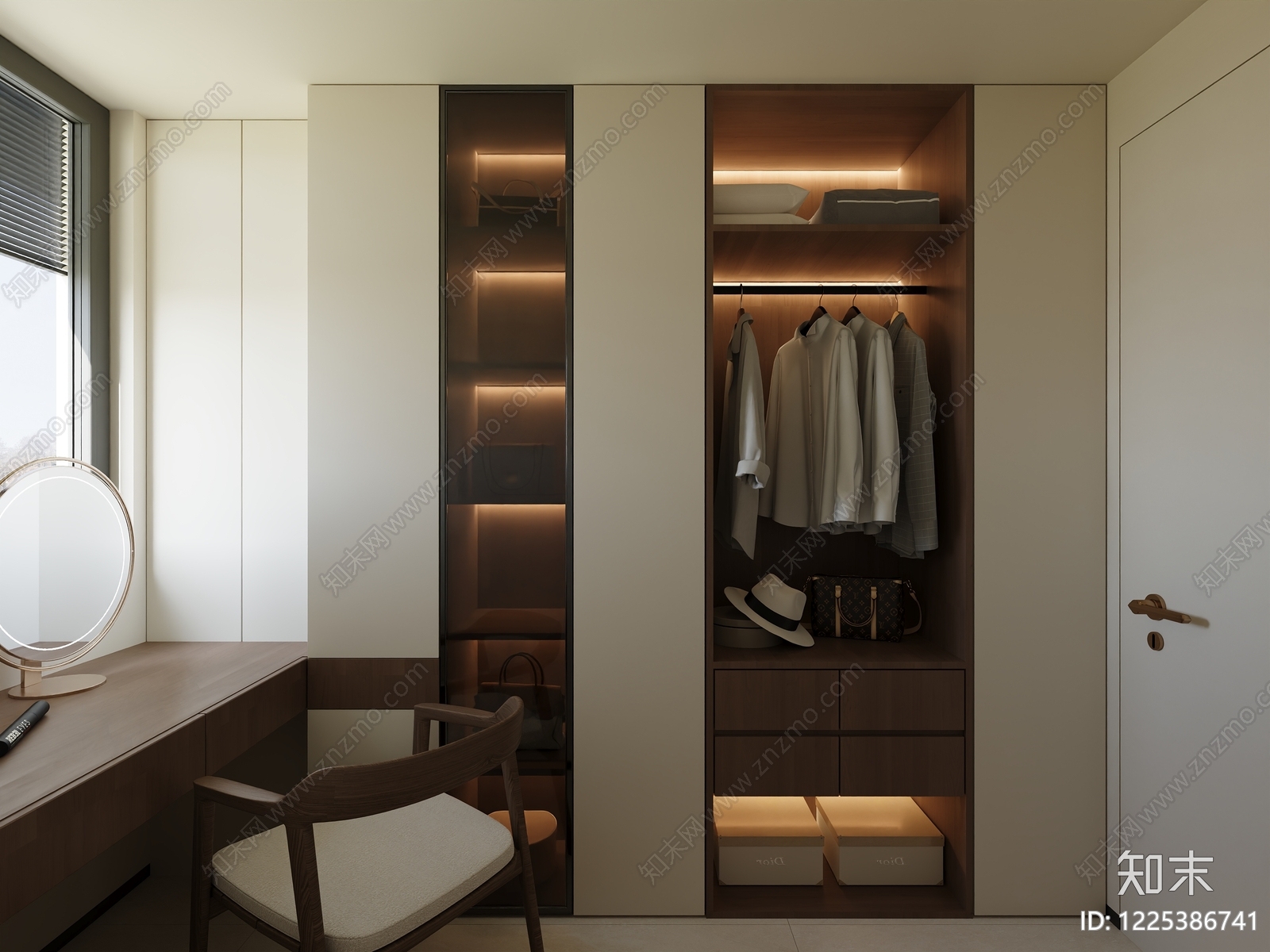 现代简约衣帽间3D模型下载【ID:1225386741】