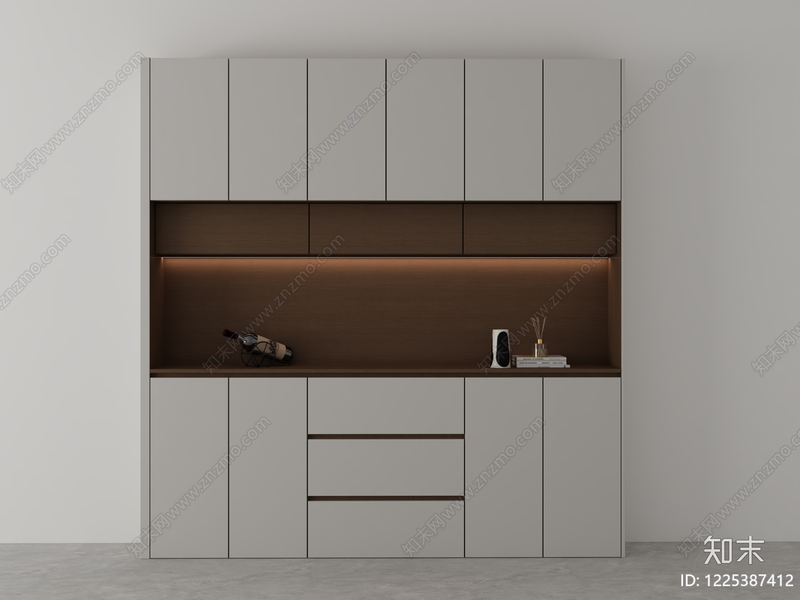 现代简约餐边柜3D模型下载【ID:1225387412】