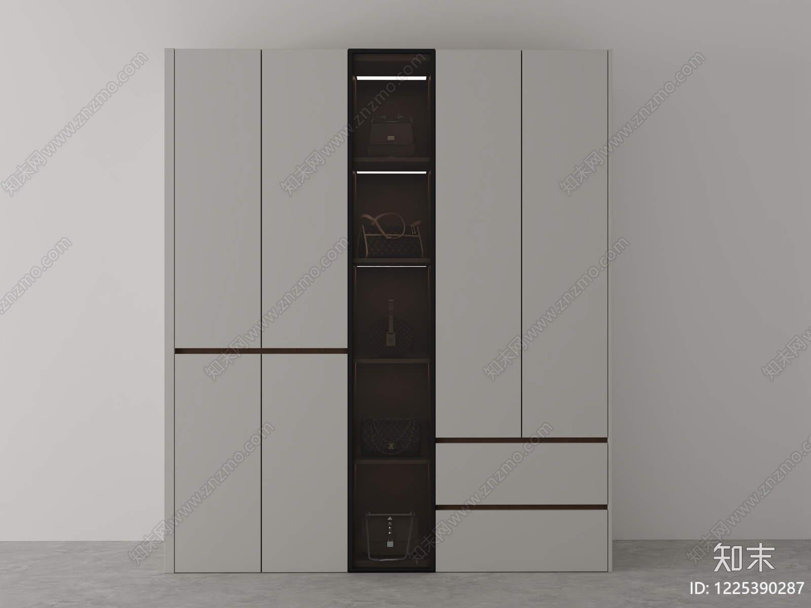 意式极简衣柜3D模型下载【ID:1225390287】