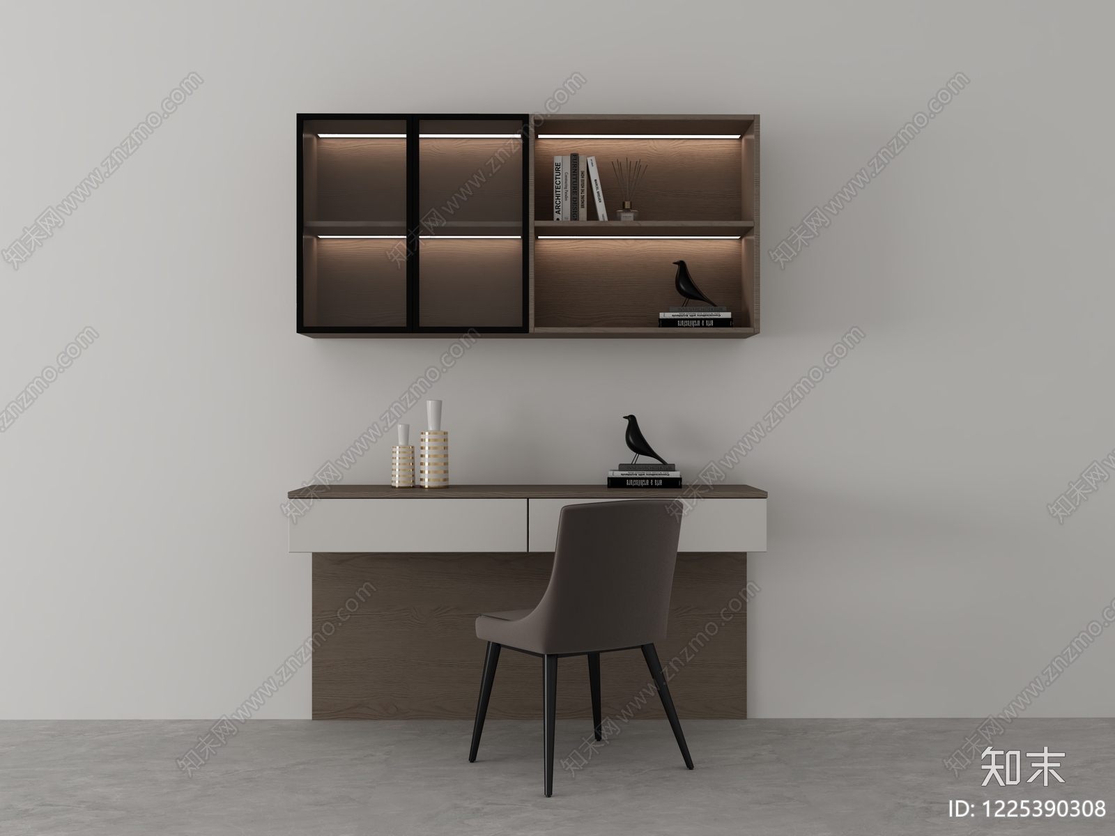 现代简约书桌椅3D模型下载【ID:1225390308】