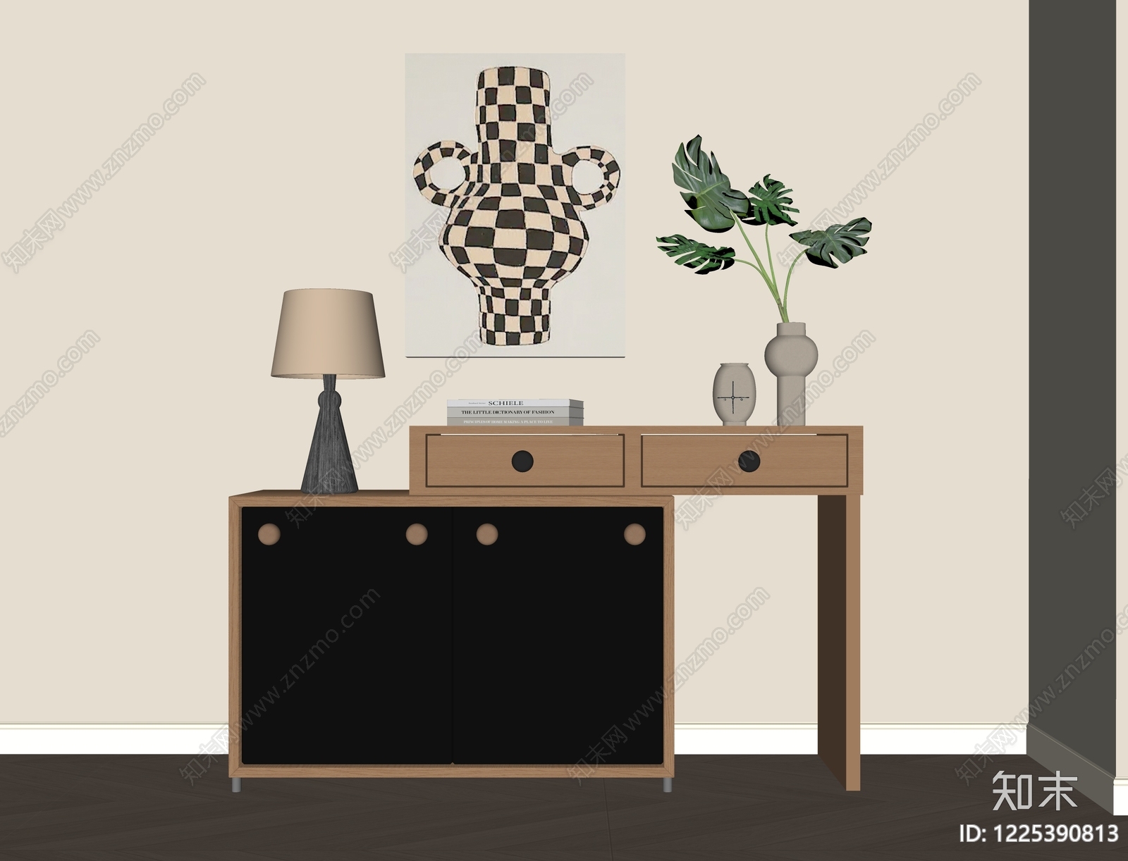 现代简约餐边柜SU模型下载【ID:1225390813】