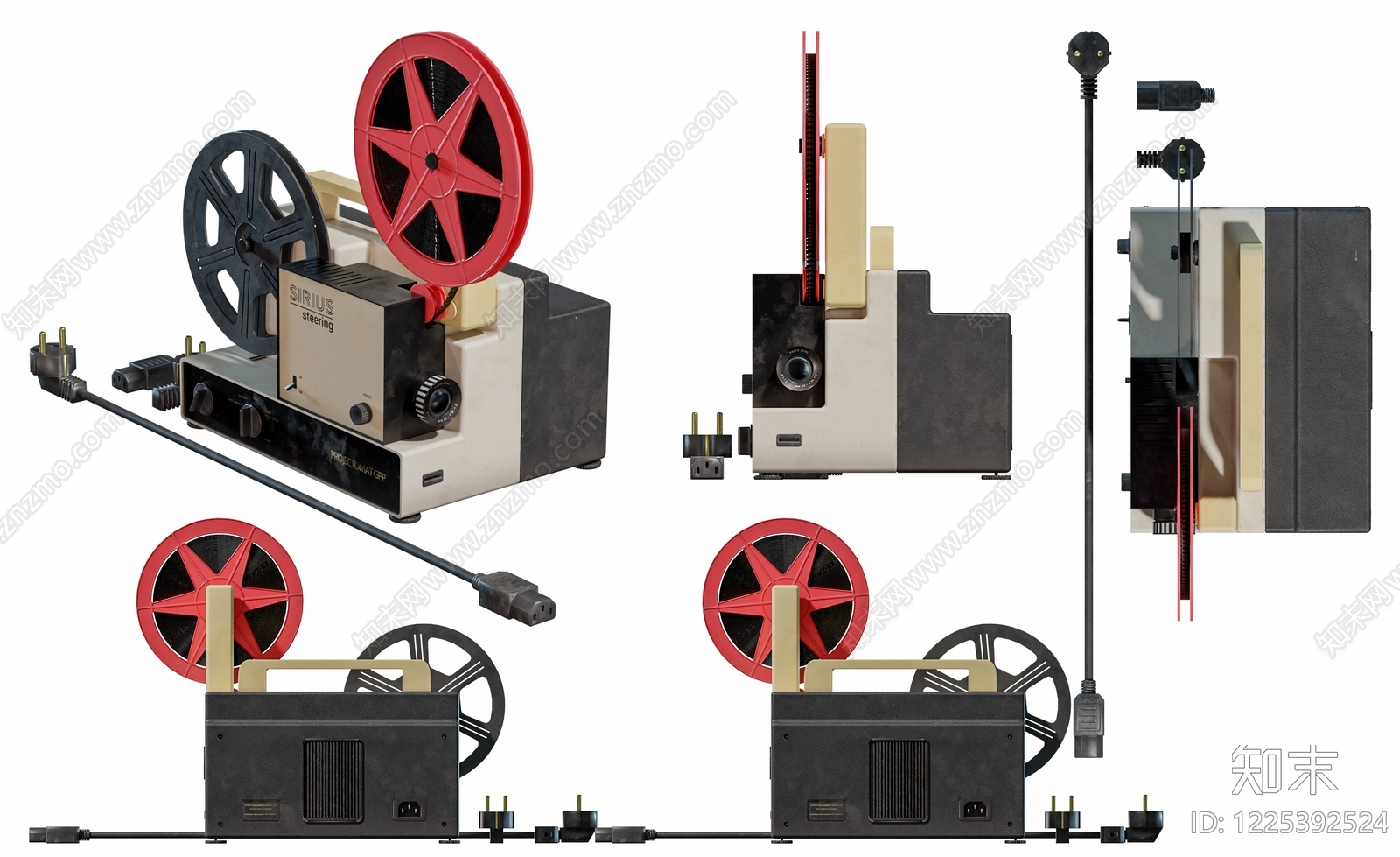复古3D投影灯3D模型渲染效果图