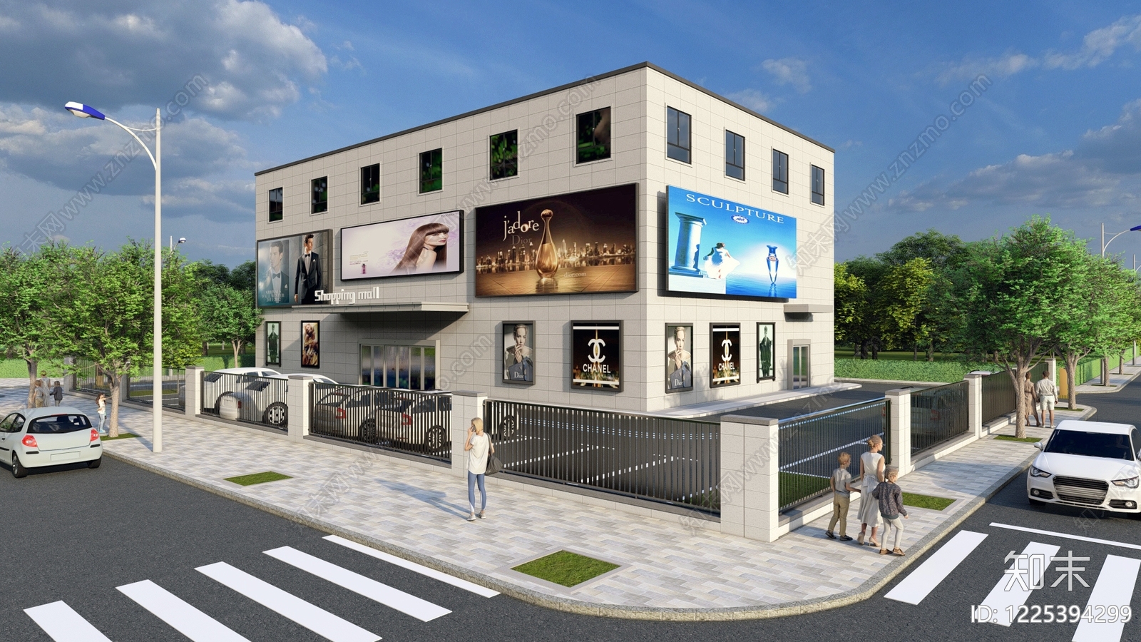 现代商场建筑SU模型下载【ID:1225394299】