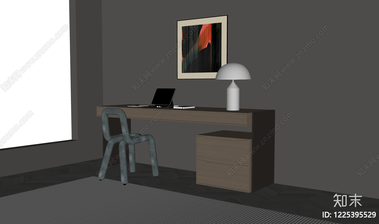 极简书桌椅SU模型下载【ID:1225395529】