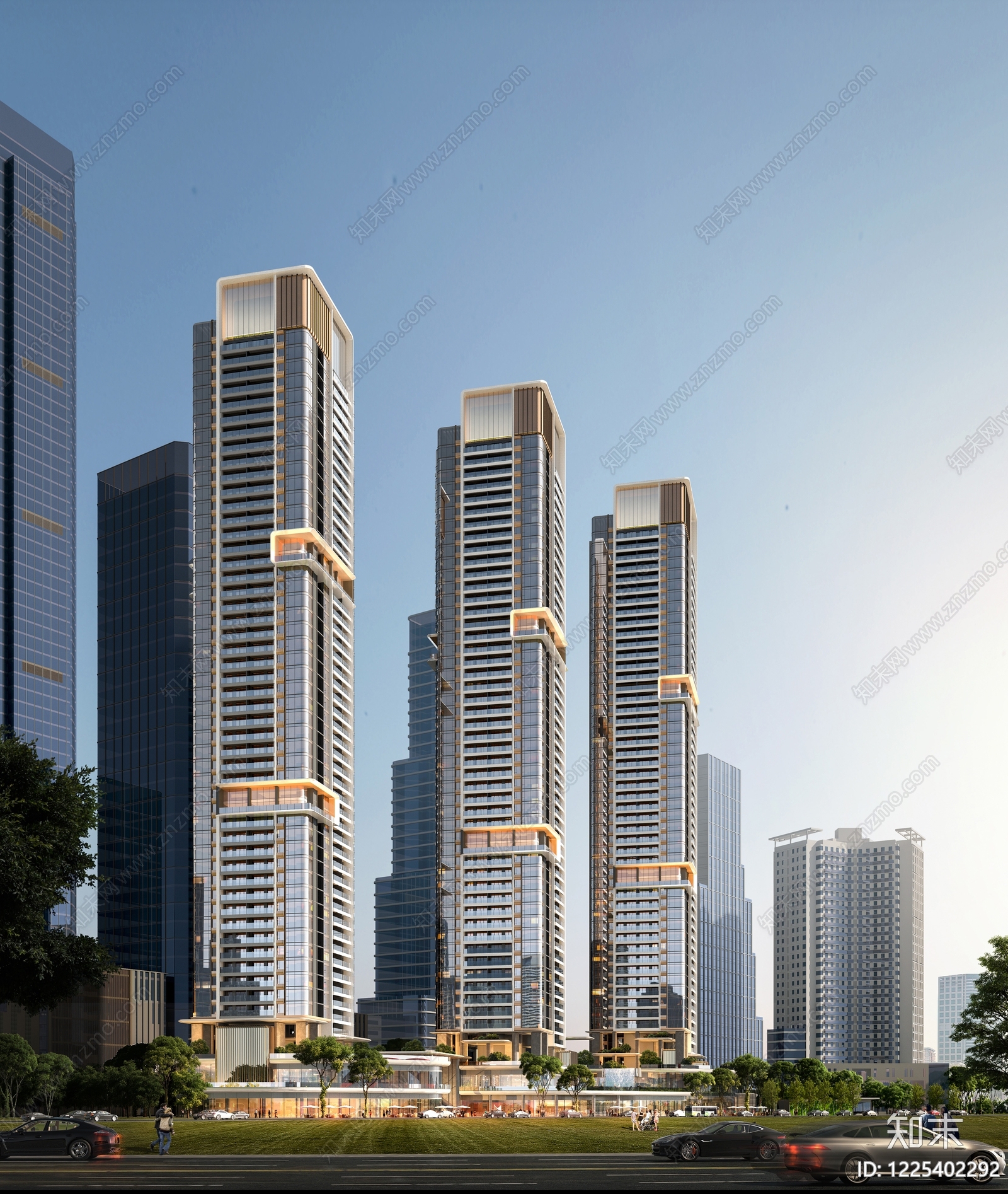 现代主义超高层住宅楼SU模型草图