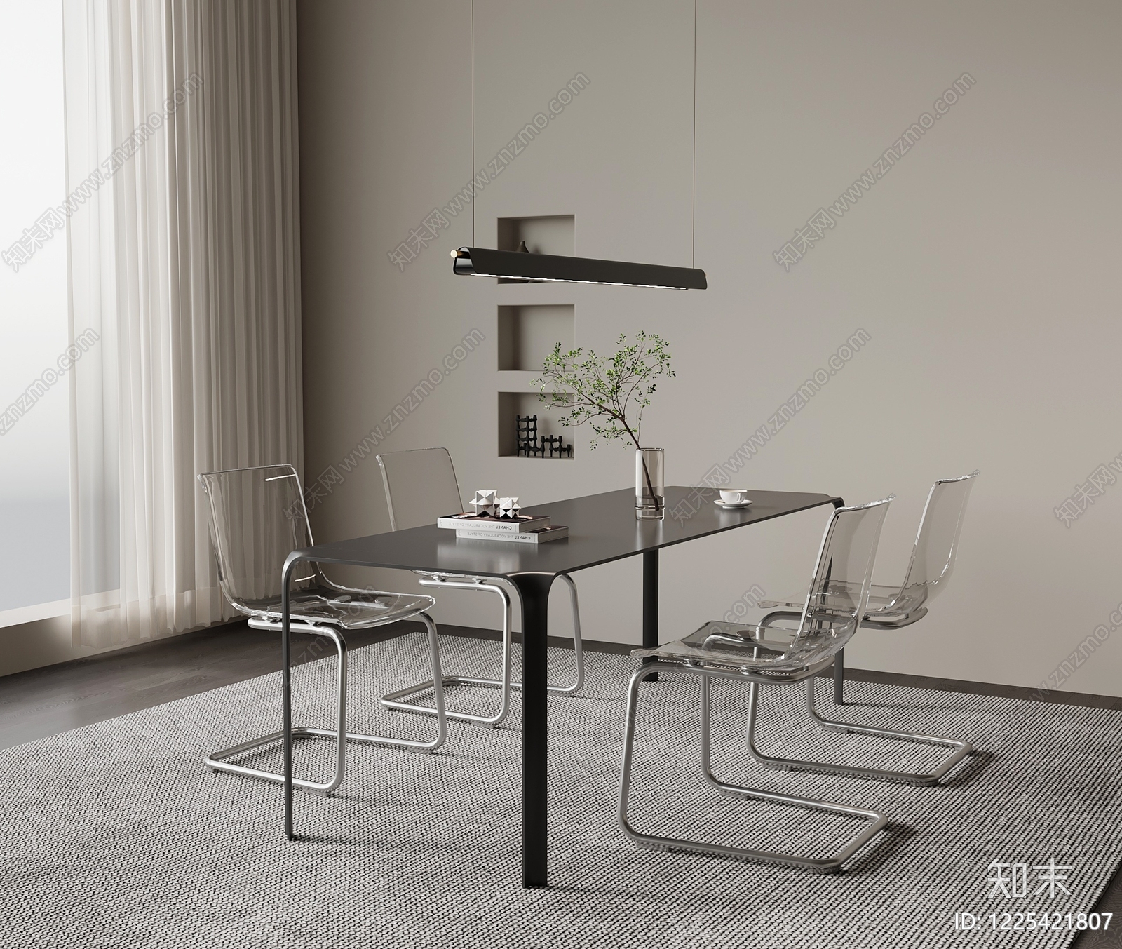 意式极简餐桌椅3D模型下载【ID:1225421807】