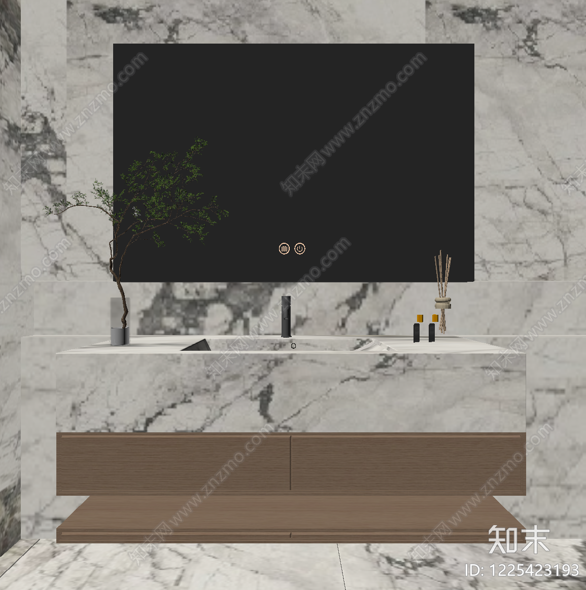 意式极简浴室柜SU模型下载【ID:1225423193】