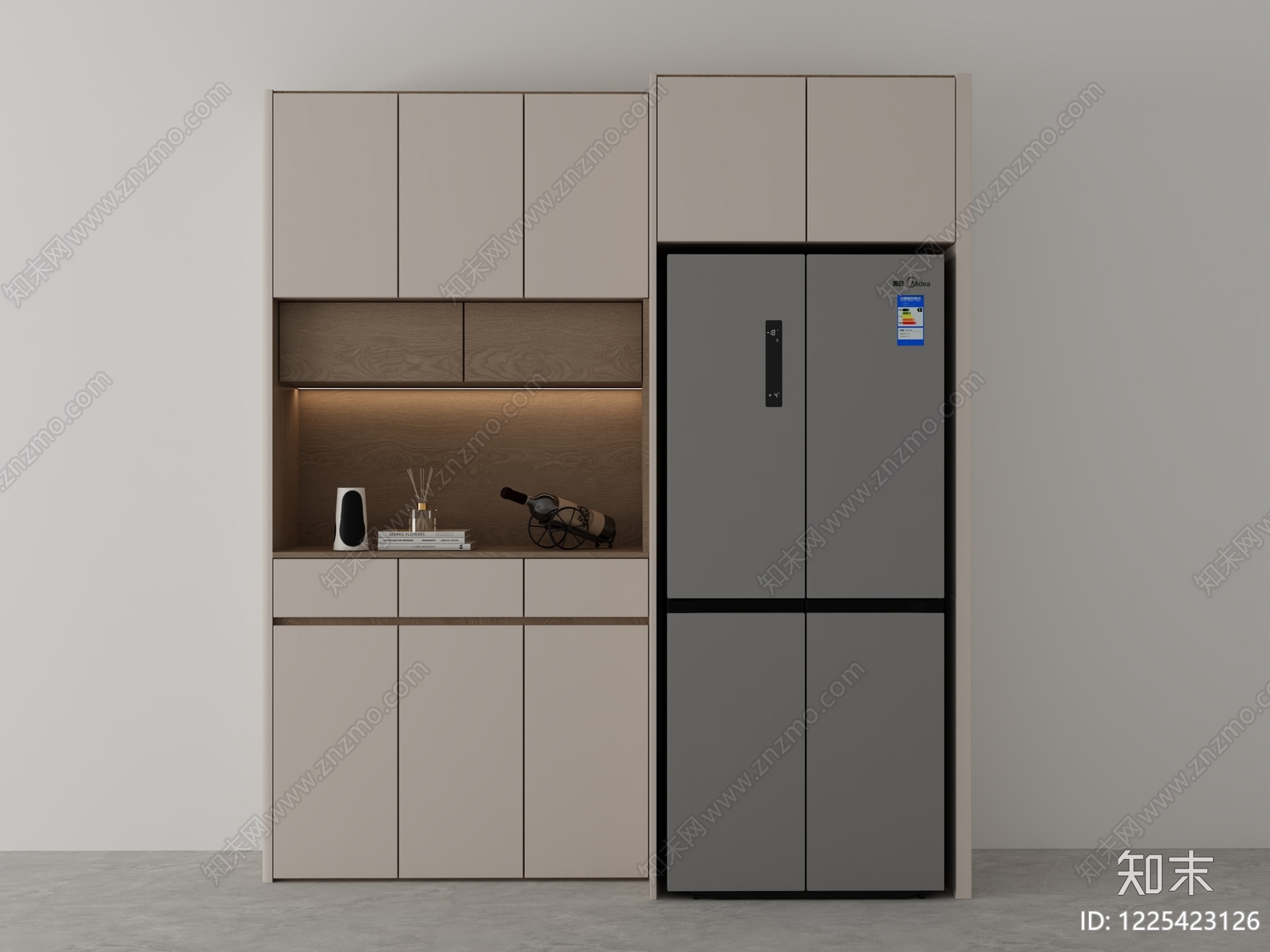 现代简约冰箱柜3D模型渲染效果图