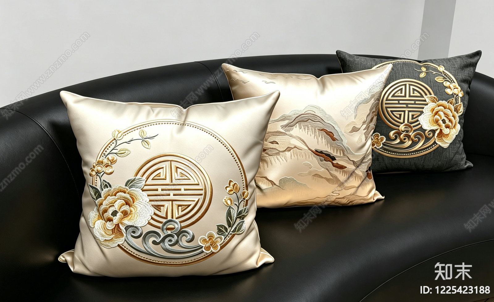 新中式抱枕3D模型下载【ID:1225423188】