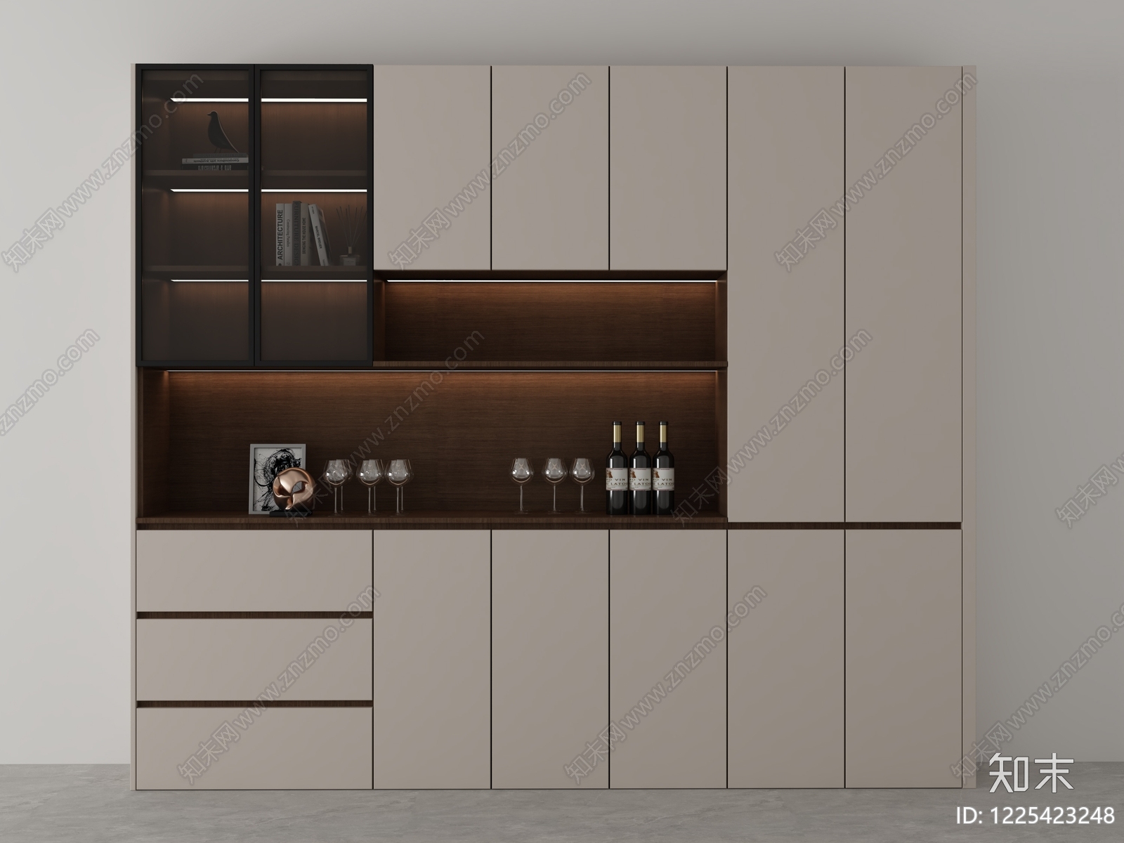 现代简约酒柜3D模型下载【ID:1225423248】