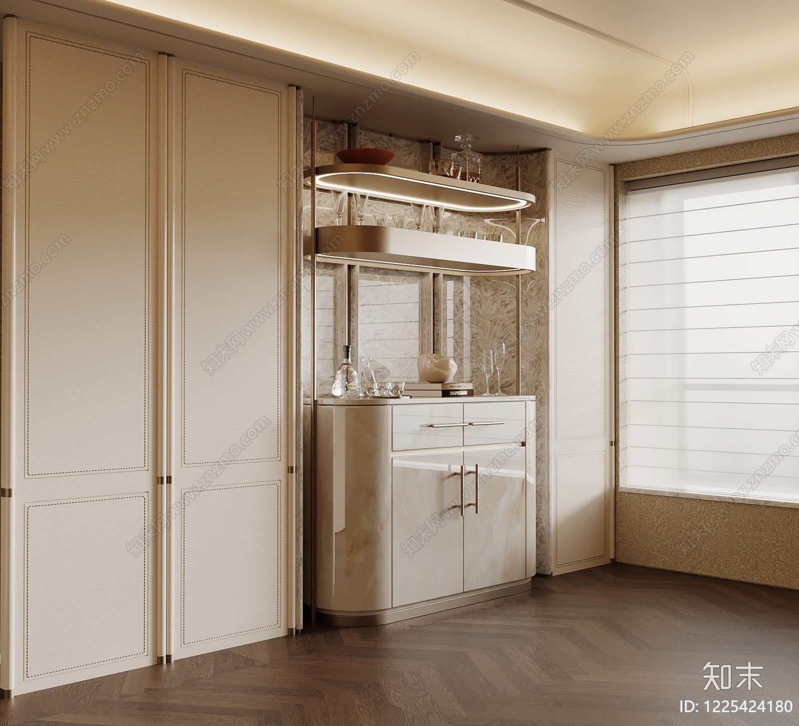 轻奢玄关3D模型渲染效果图