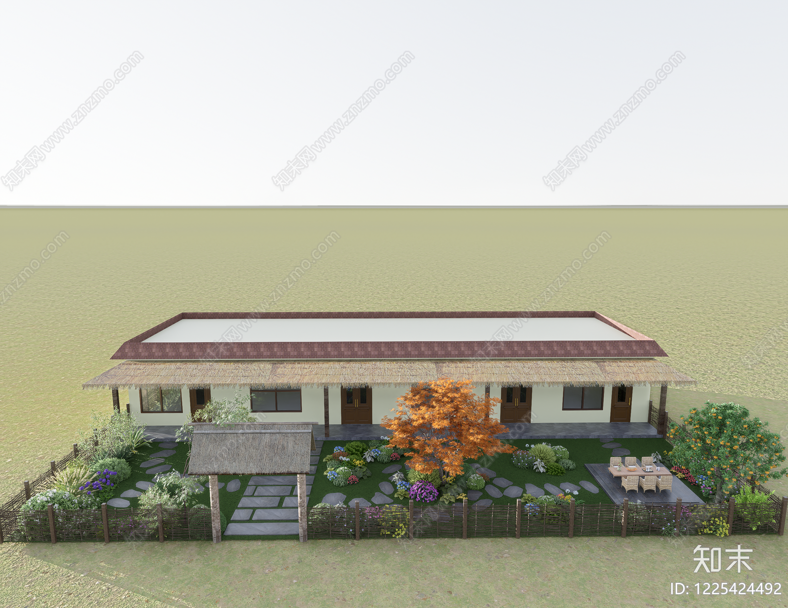 中式乡村庭院SU模型下载【ID:1225424492】