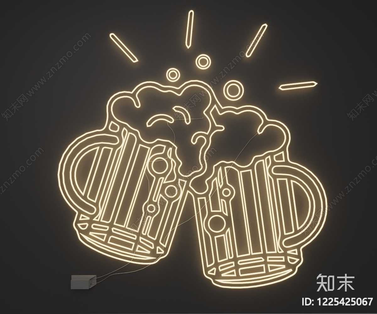 现代霓虹灯3D模型下载【ID:1225425067】
