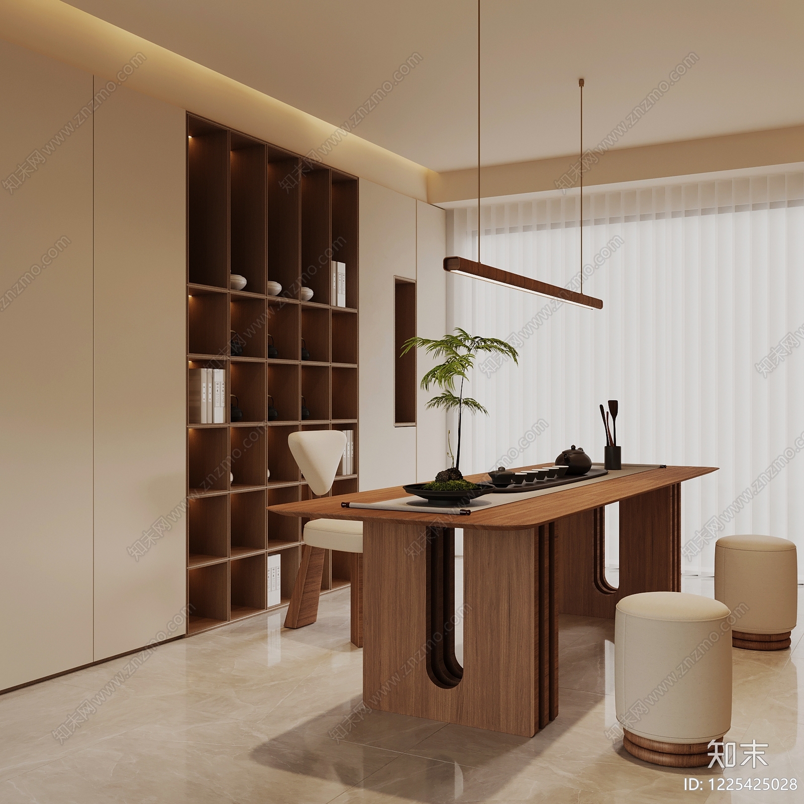 新中式茶室SU模型下载【ID:1225425028】