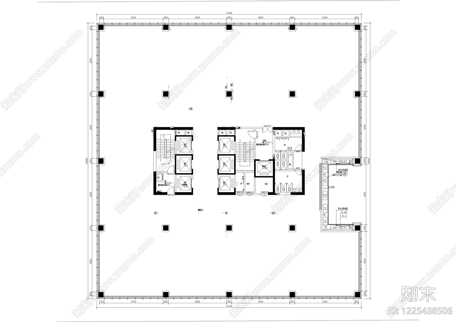 整体办公空间cad施工图下载【ID:1225438506】