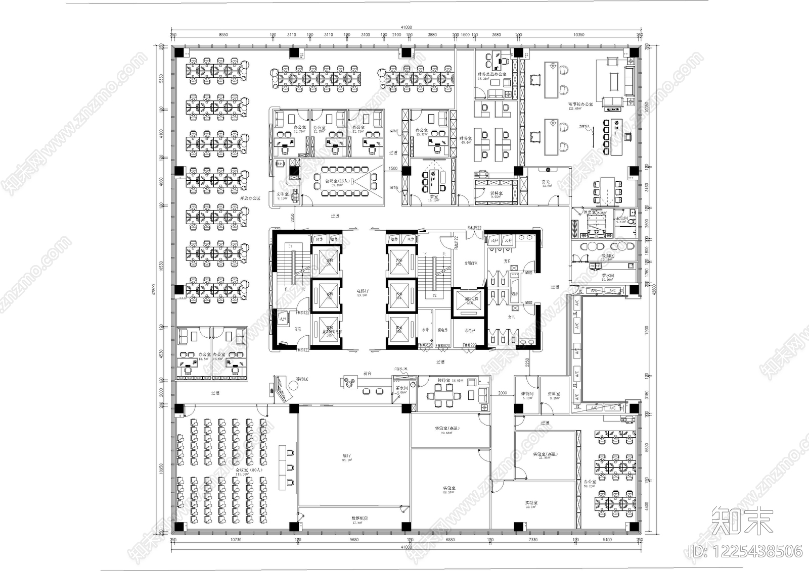 整体办公空间cad施工图下载【ID:1225438506】