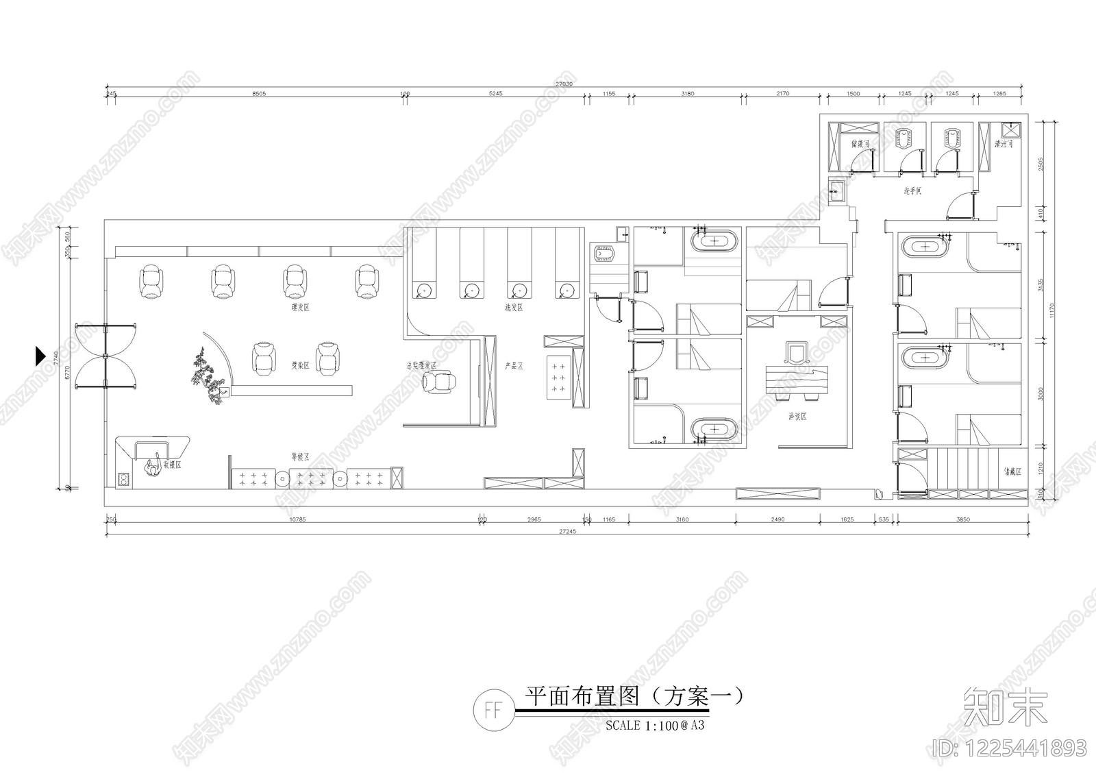 理发店cad施工图下载【ID:1225441893】