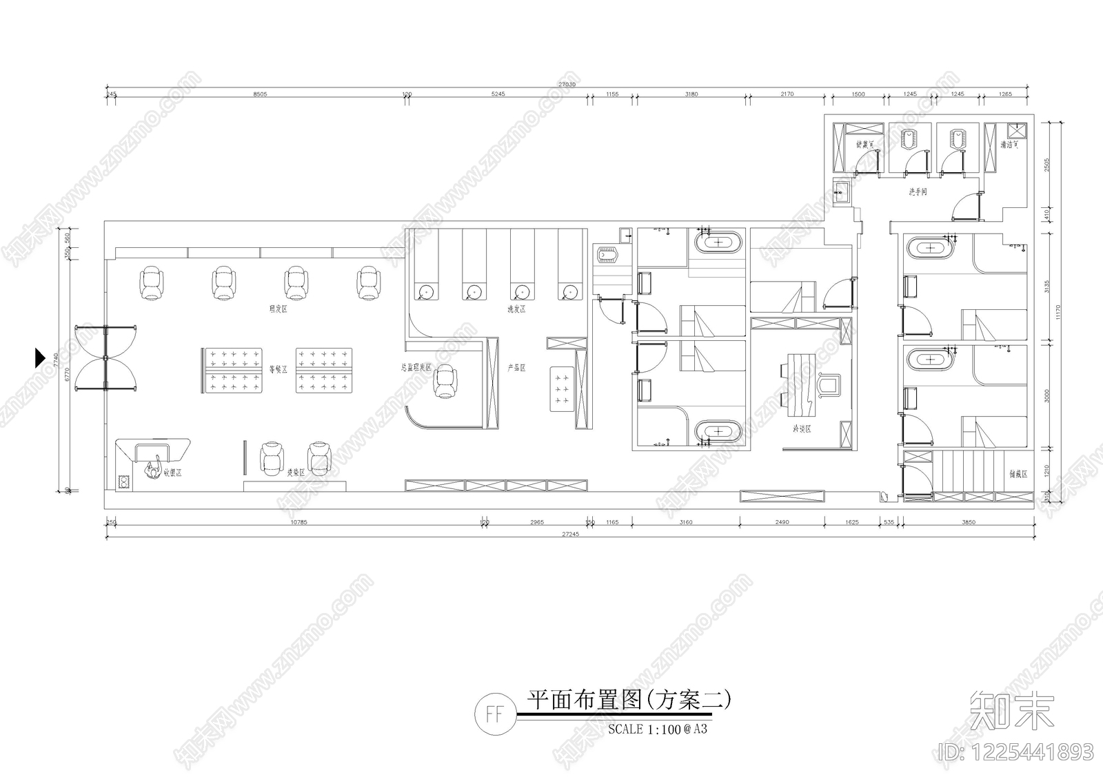 理发店cad施工图下载【ID:1225441893】