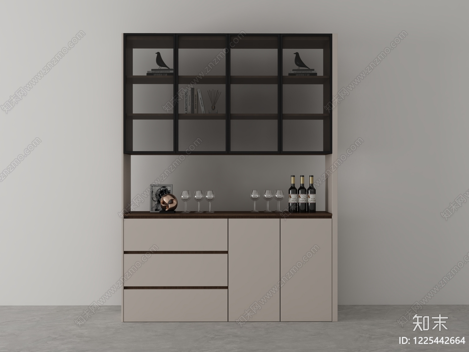 现代简约酒柜3D模型下载【ID:1225442664】
