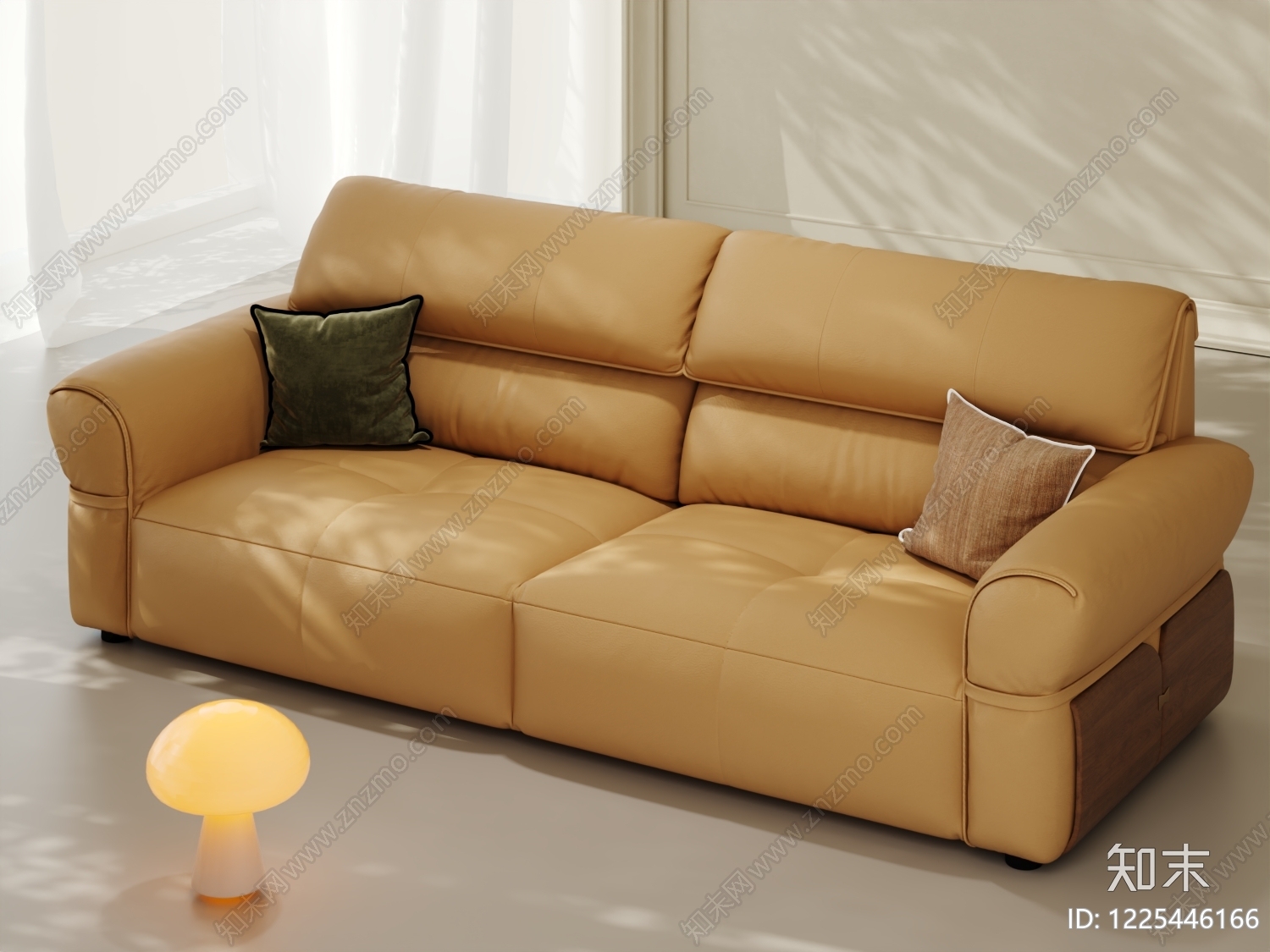 奶油风三人沙发3D模型下载【ID:1225446166】