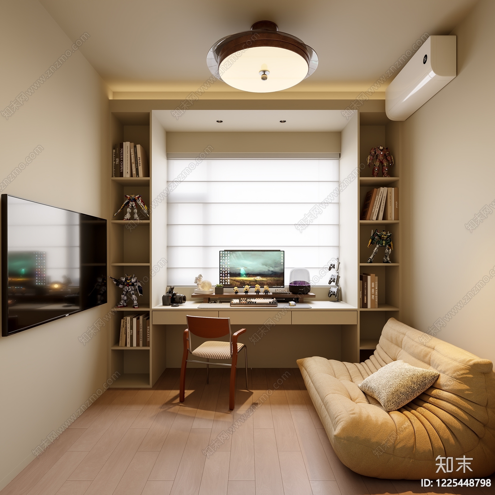 奶油风影音室3D模型下载【ID:1225448798】
