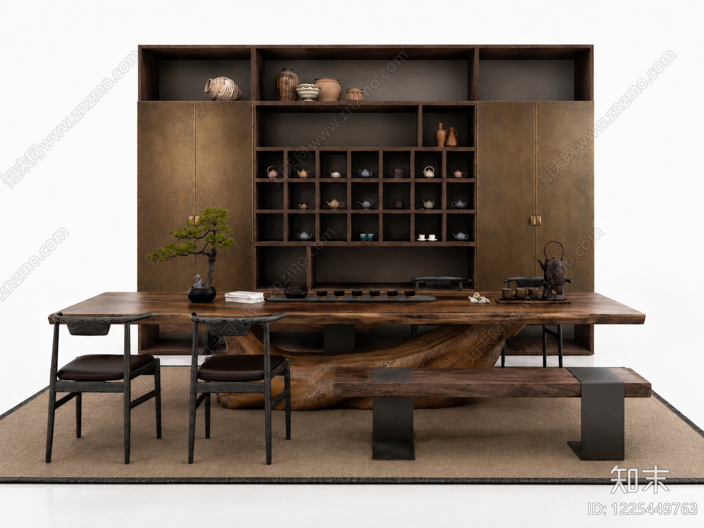 新中式茶桌椅3D模型下载【ID:1225449763】