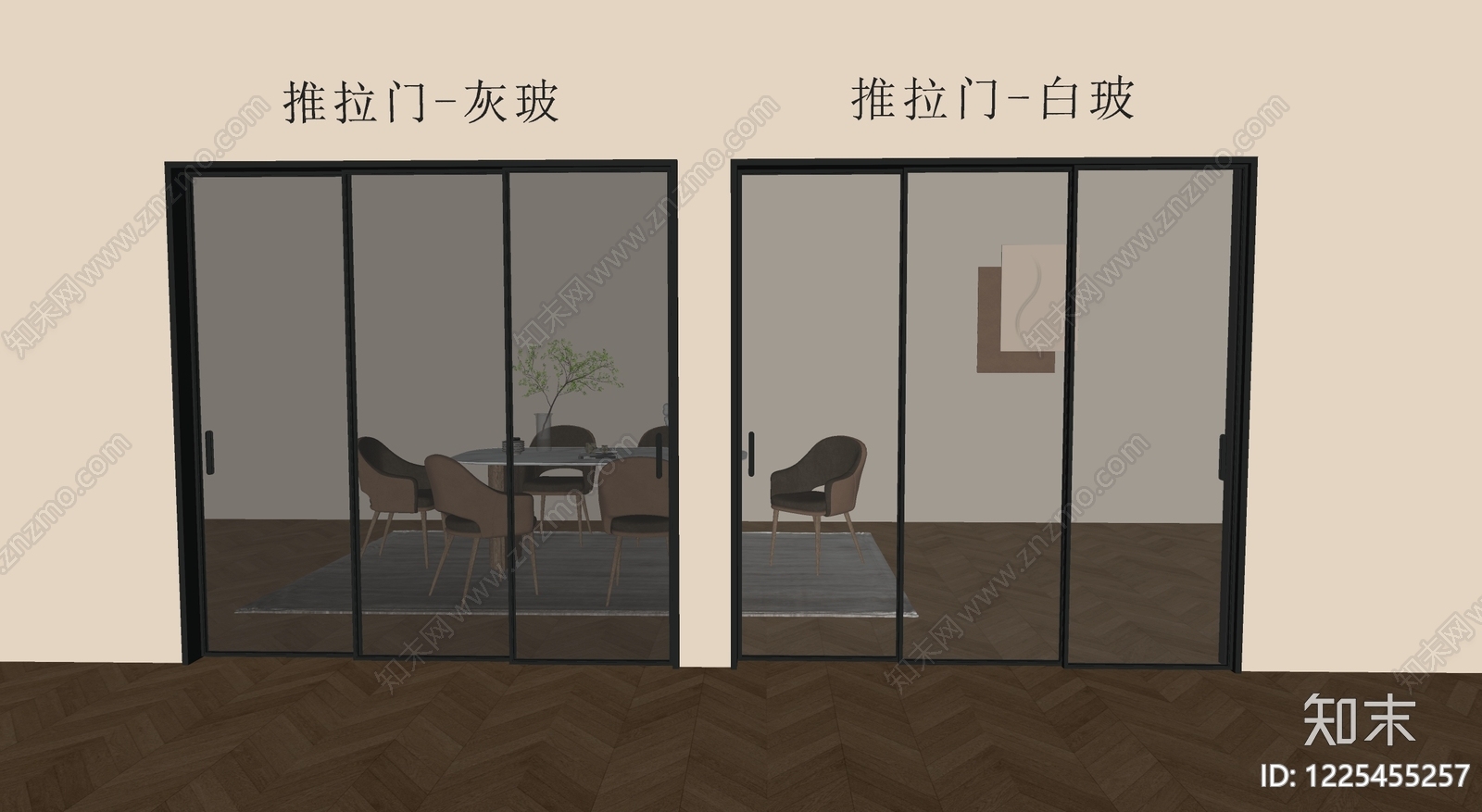 现代简约推拉门SU模型下载【ID:1225455257】