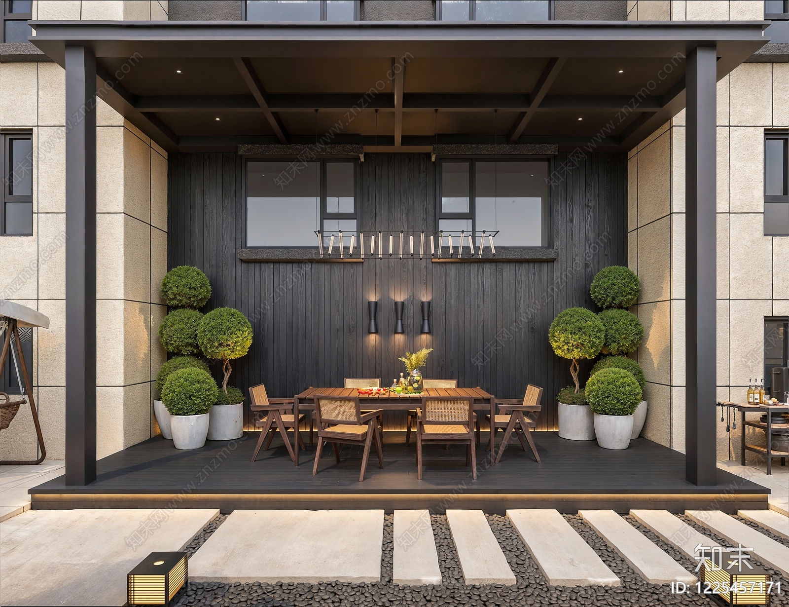 现代庭院3D模型下载【ID:1225457171】