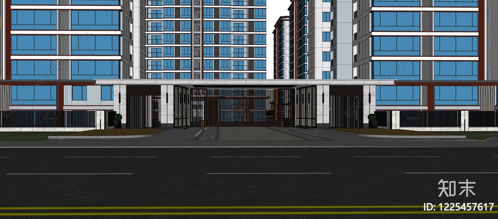 现代主义小高层住宅楼SU模型下载【ID:1225457617】