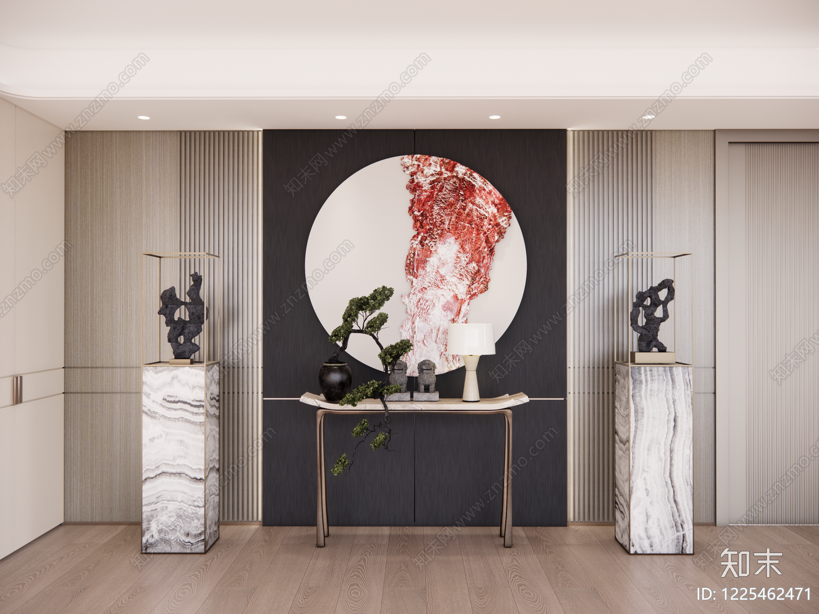 新中式玄关SU模型下载【ID:1225462471】